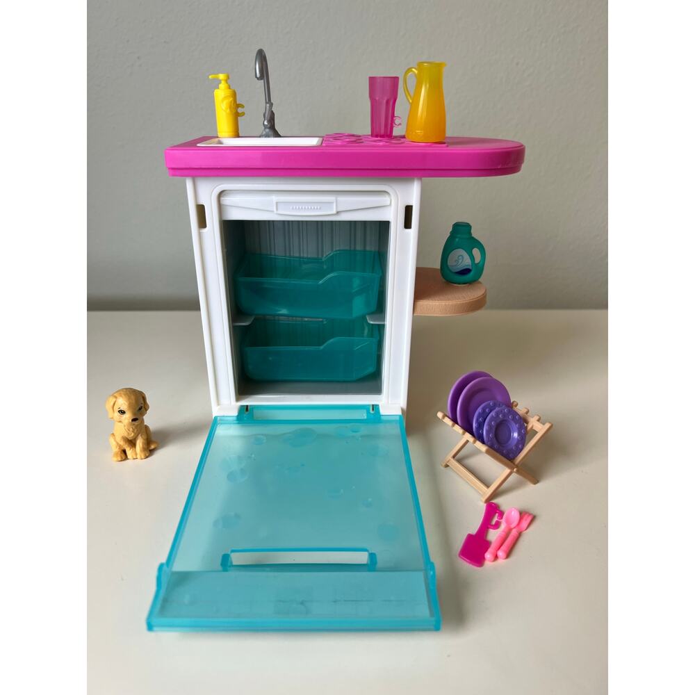 Barbie Doll House Kitchen Replacement Lot Sink Dishwasher Counter Mattel 2018 - Picture 3 of 9